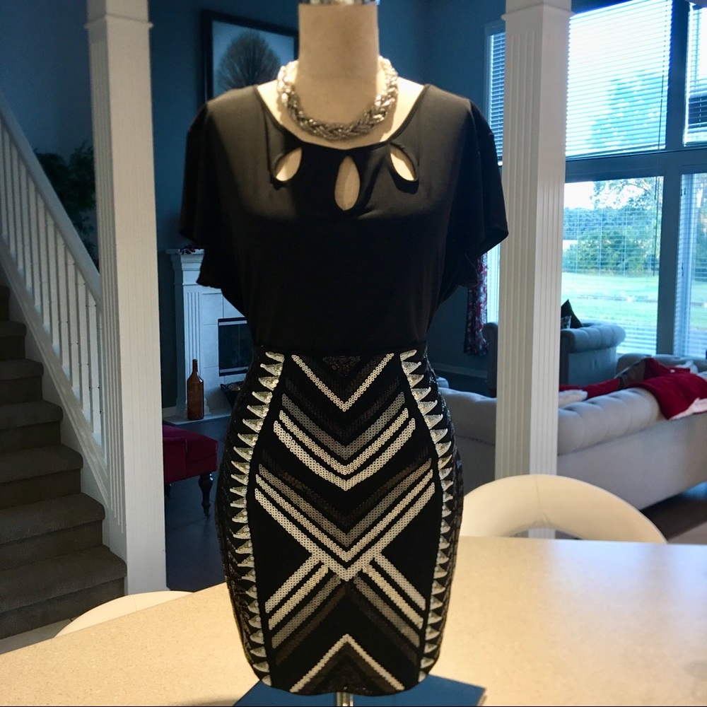 Express Black Sequined Skirt